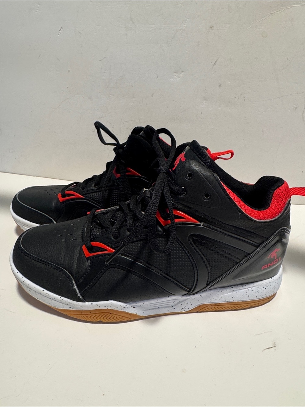 And1 Kids Black and Red High-Top Sneakers